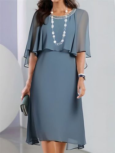 Chiffon Elegant Plain Dress - Just Fashion Now - Modalova