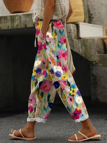 Floral Loose Casual Pants - Just Fashion Now - Modalova