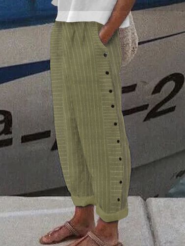 Striped Casual Buttoned Pants - Modetalente - Modalova