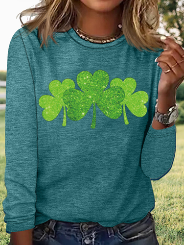 Women's Print Irish Shamrock Green Clover St Patricks Day Casual Letters Shirt - Modetalente - Modalova
