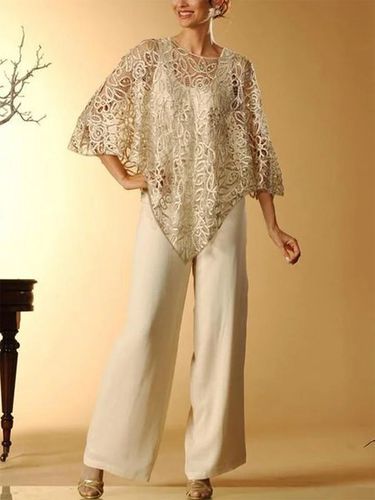 Lace crew neck top trousers set - Just Fashion Now - Modalova