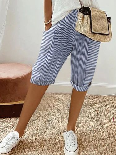 Casual Cotton Striped Pants - Just Fashion Now - Modalova