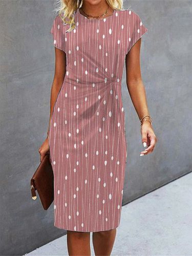 V Neck Elegant Abstract Polka Dots Dress - Just Fashion Now - Modalova