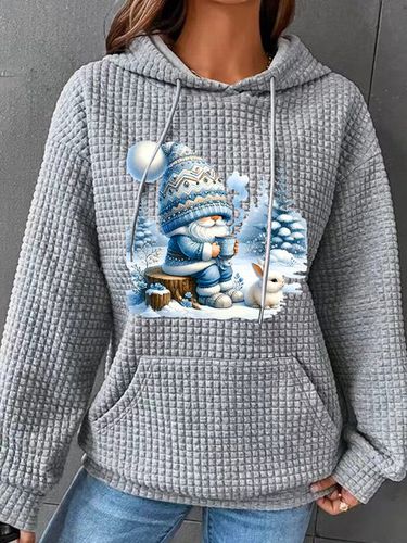 Winter Gnome Christmas Simple Loose Hoodie - Just Fashion Now - Modalova