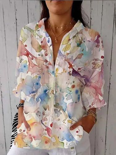 Floral Casual Shirt Collar Shirt - Just Fashion Now - Modalova