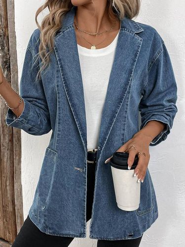 Casual Denim Loose Jacket - Just Fashion Now - Modalova