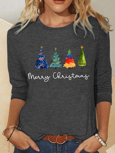 Christmas Tree Casual Long Sleeve Shirt - Just Fashion Now - Modalova