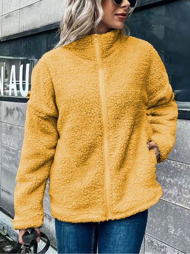 Casual Plain Others Fluff/Granular Fleece Fabric Jacket - Just Fashion Now - Modalova