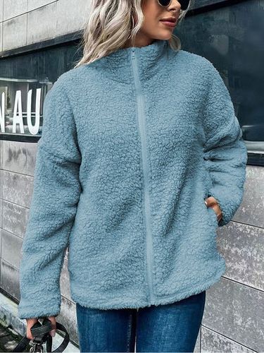 Casual Plain Others Fluff/Granular Fleece Fabric Jacket - Just Fashion Now - Modalova