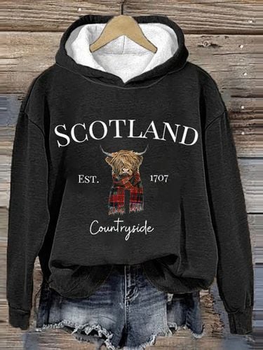 Scottish Highland Cattle Retro Hoodie - Just Fashion Now - Modalova