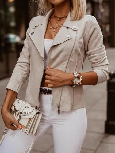 Plain Casual Jacket - Just Fashion Now - Modalova