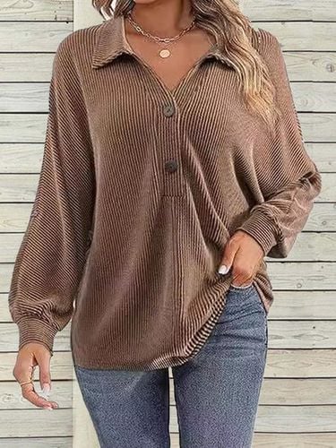 Women's Long Sleeve Blouse Spring/Fall Apricot Plain Half Open Collar Daily Going Out Casual Top - Just Fashion Now - Modalova