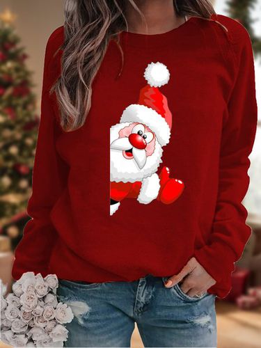 Crew Neck Casual Christmas Loose Sweatshirt - Just Fashion Now - Modalova