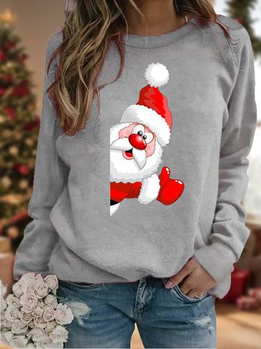 Crew Neck Casual Christmas Loose Sweatshirt - Just Fashion Now - Modalova