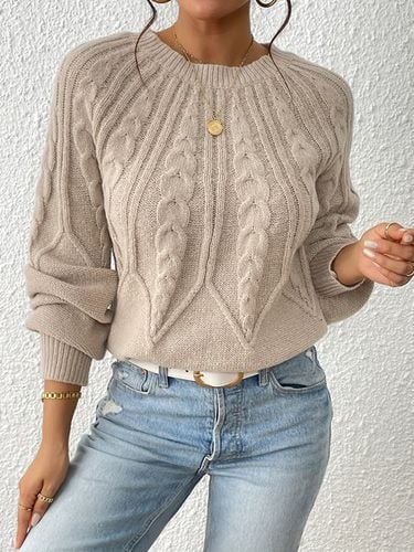 Casual Crew Neck Plain Loose Sweater - Just Fashion Now - Modalova