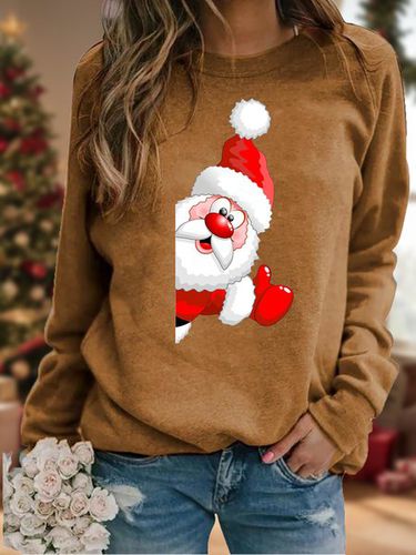 Crew Neck Casual Christmas Loose Sweatshirt - Just Fashion Now - Modalova