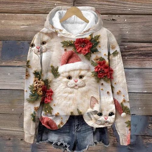 Casual Loose Christmas Hoodie Sweatshirt - Just Fashion Now - Modalova