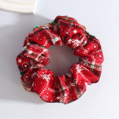 Christmas Snowflake Plaid Large Hair Tie Christmas Hair Rope Elastic - Just Fashion Now - Modalova