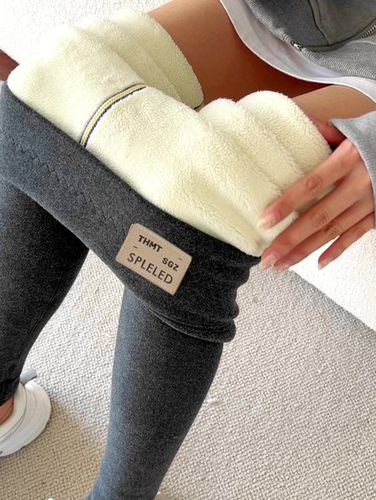 Plain Casual Fleece Knitted Leggings - Just Fashion Now - Modalova