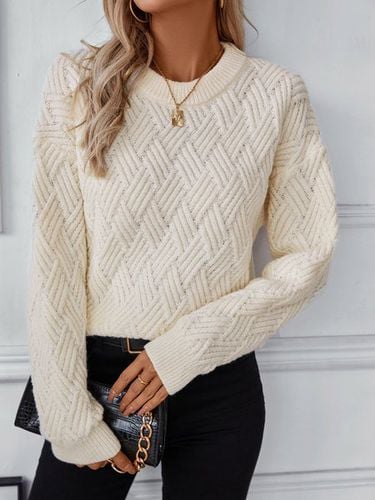 Casual Loose Crew Neck Plain Sweater - Just Fashion Now - Modalova