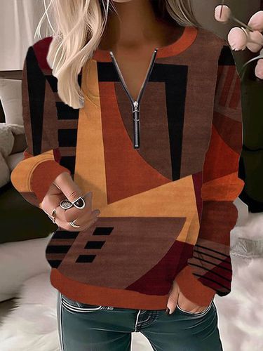 Colorblock Loose Casual Sweatshirt - Just Fashion Now - Modalova