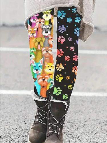 Dog Print Leggings - Just Fashion Now - Modalova