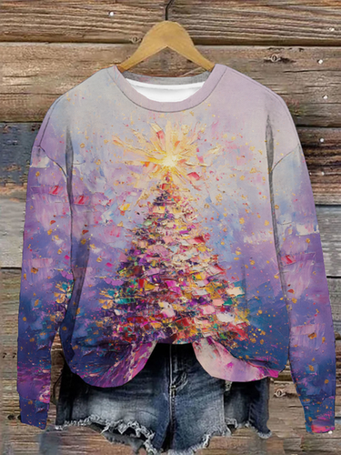 Loose Christmas Tree Casual Sweatshirt - Just Fashion Now - Modalova