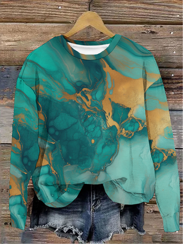 Casual Crew Neck Abstract Loose Sweatshirt - Just Fashion Now - Modalova