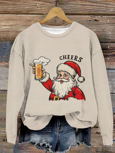 Santa Claus Crew Neck Loose Casual Sweatshirt - Just Fashion Now - Modalova