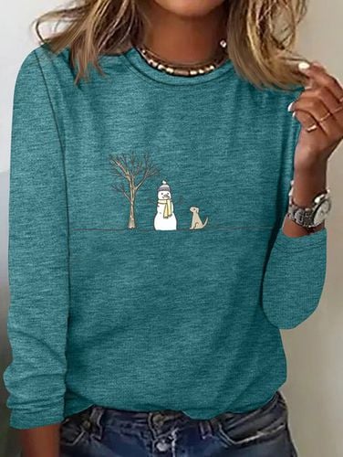 Christmas Snowman Casual Long Sleeve Shirt - Just Fashion Now - Modalova