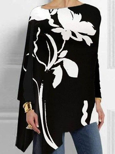 Floral Jersey Casual Blouse - Just Fashion Now - Modalova