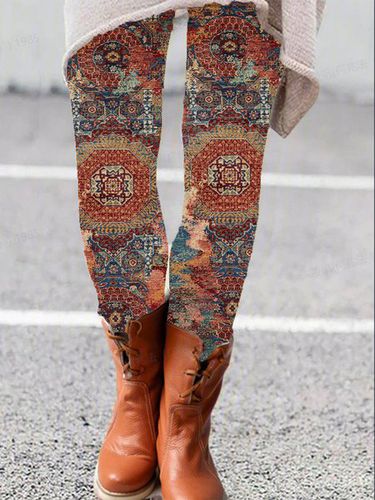 Ethnic Print Leggings - Just Fashion Now - Modalova