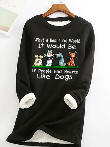 Dog Lovers Casual Fluff Fleece Fabric Sweatshirt - Just Fashion Now - Modalova