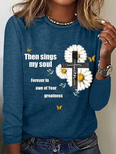 Then sings my soul Long Sleeve Crew Neck T-shirt - Just Fashion Now - Modalova