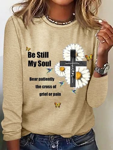 Be Still, My Soul Long Sleeve Crew Neck T-shirt - Just Fashion Now - Modalova