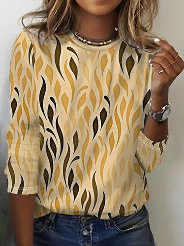 Abstract Print Long Sleeve Crew Neck T-shirt - Just Fashion Now - Modalova