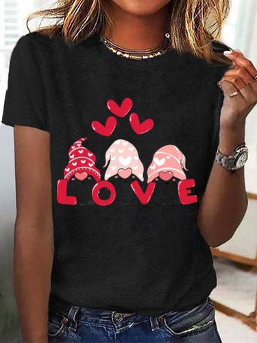 Heart Print Short Sleeve T-shirt - Just Fashion Now - Modalova