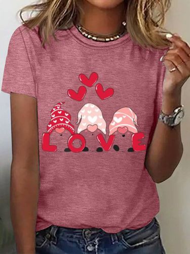 Heart Print Short Sleeve T-shirt - Just Fashion Now - Modalova