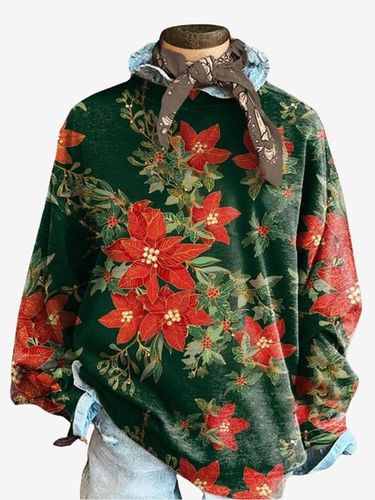 Floral Print Long Sleeve Crew Neck Sweatshirt - Just Fashion Now - Modalova