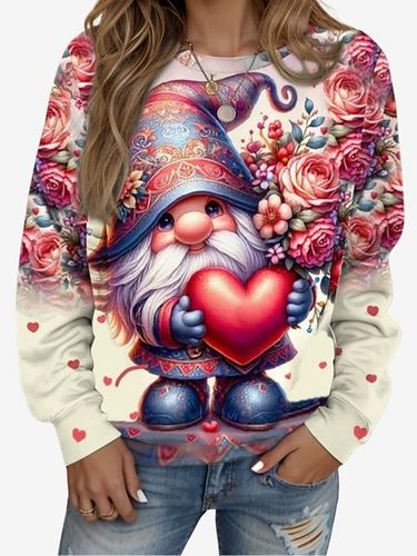 Floral Print Long Sleeve Crew Neck Sweatshirt - Just Fashion Now - Modalova