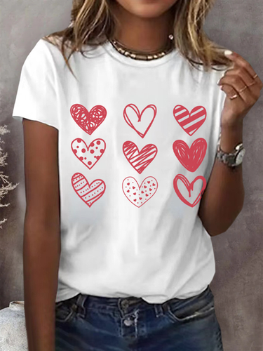 Women's Short Sleeve T-shirt Summer Valentine's Day Love Round Neck Daily Outing Casual Top - Just Fashion Now - Modalova