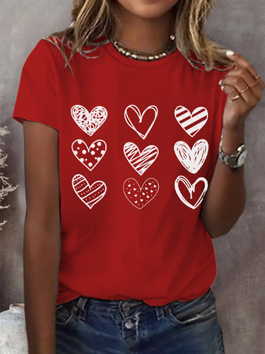 Women's Short Sleeve T-shirt Summer Valentine's Day Love Round Neck Daily Outing Casual Top - Just Fashion Now - Modalova