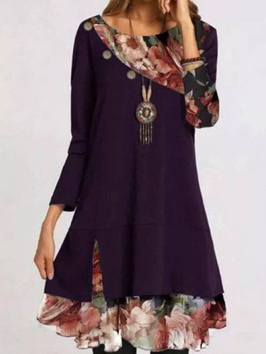 Long Sleeve Round Neck Simple Knitting Dress - Modetalente - Modalova