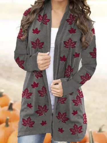 Casual Long Sleeve Printed Cardigan - Modetalente - Modalova