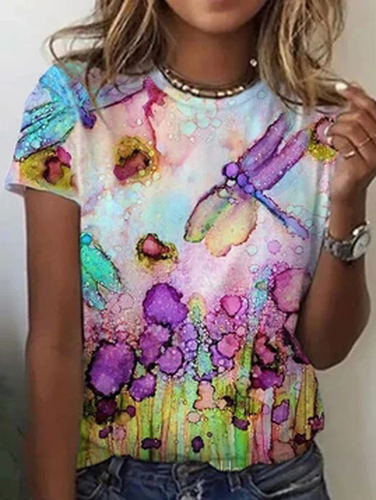Dragonfly Crew Neck Cotton-Blend T-Shirt - Just Fashion Now - Modalova
