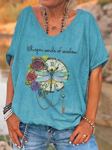 Oversized Whisper Words Of Wisdom Print Dragonfly And Flowers Graphic Tees - Just Fashion Now - Modalova