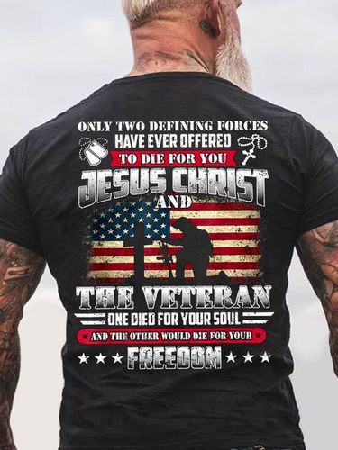 Men God Jesus Christ Die For Your Soul Veterans For Your Freedom Vintage Cotton T-Shirt - Modetalente - Modalova