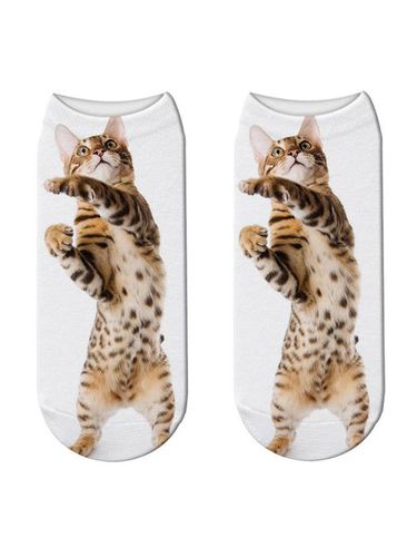 Cotton Knit Cat Pattern Socks Sets - Just Fashion Now - Modalova