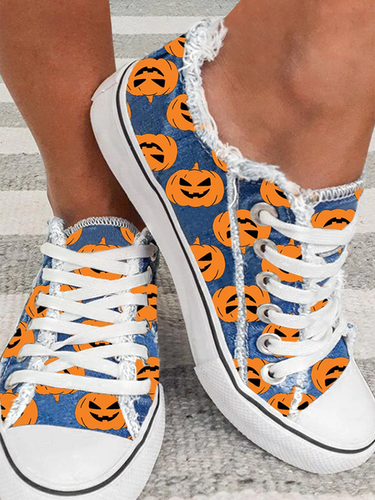 Halloween Pumpkin Pattern Canvas Shoes - Modetalente - Modalova