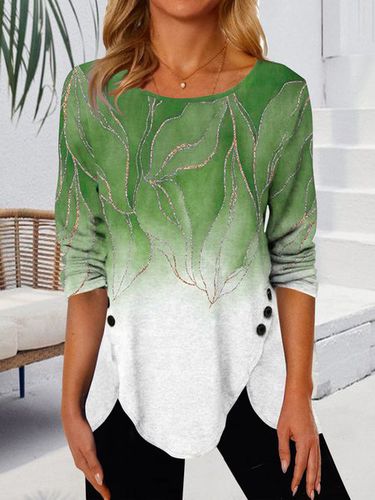 Gradient tulip-shaped hem button loose tunic T-shirt - Just Fashion Now - Modalova